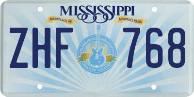 MS license plate ZHF768