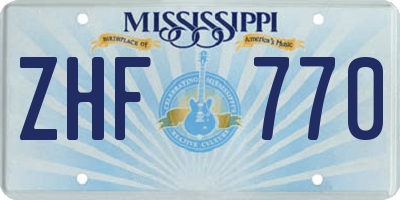 MS license plate ZHF770