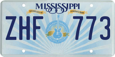 MS license plate ZHF773