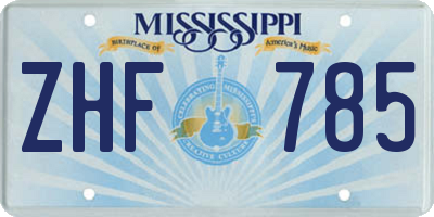 MS license plate ZHF785