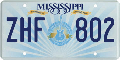 MS license plate ZHF802
