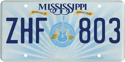 MS license plate ZHF803