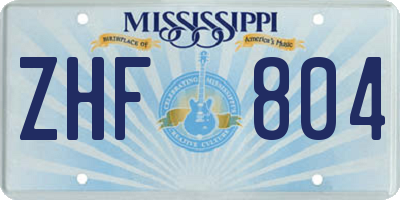 MS license plate ZHF804