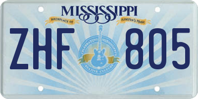 MS license plate ZHF805