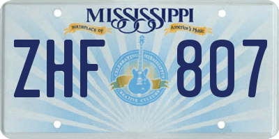 MS license plate ZHF807