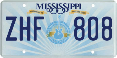 MS license plate ZHF808