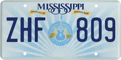 MS license plate ZHF809