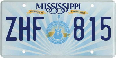 MS license plate ZHF815