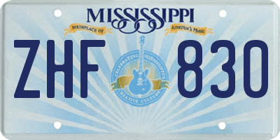 MS license plate ZHF830