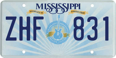 MS license plate ZHF831