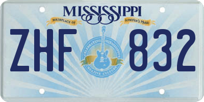 MS license plate ZHF832
