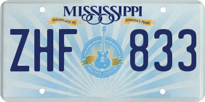 MS license plate ZHF833