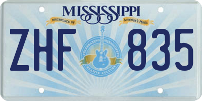 MS license plate ZHF835