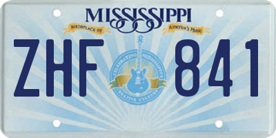 MS license plate ZHF841