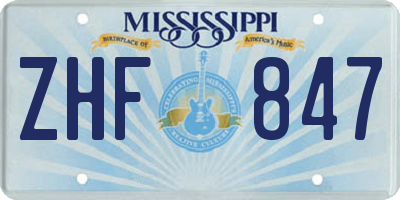 MS license plate ZHF847