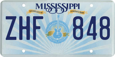 MS license plate ZHF848