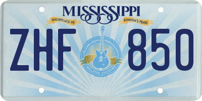 MS license plate ZHF850