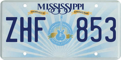 MS license plate ZHF853