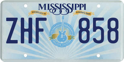 MS license plate ZHF858