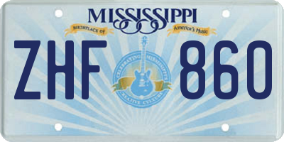 MS license plate ZHF860