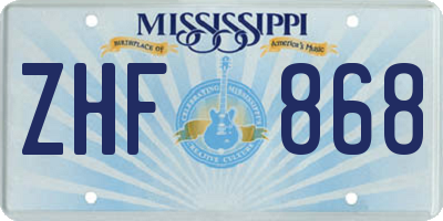 MS license plate ZHF868