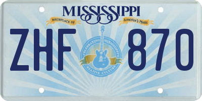 MS license plate ZHF870