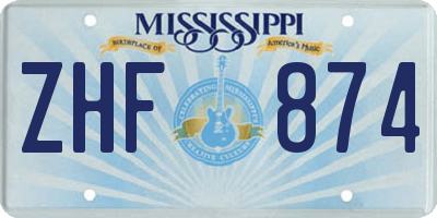 MS license plate ZHF874