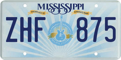 MS license plate ZHF875