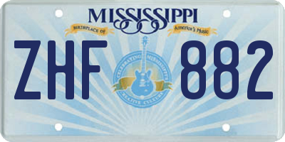 MS license plate ZHF882