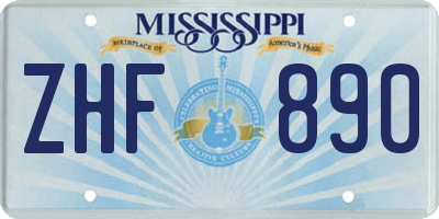 MS license plate ZHF890
