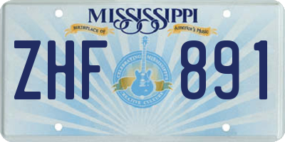 MS license plate ZHF891