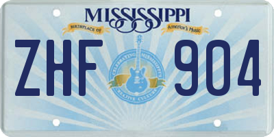 MS license plate ZHF904