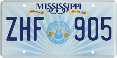 MS license plate ZHF905