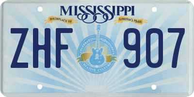 MS license plate ZHF907