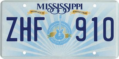 MS license plate ZHF910