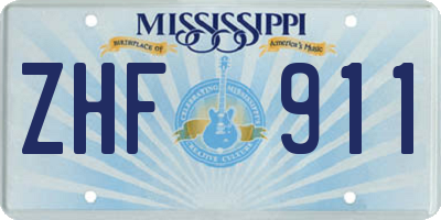 MS license plate ZHF911