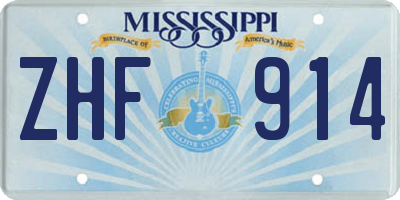 MS license plate ZHF914