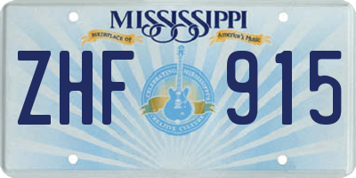 MS license plate ZHF915