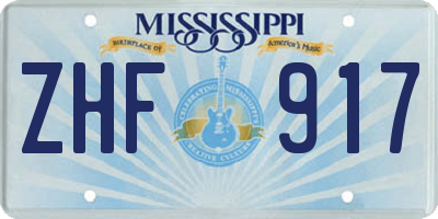 MS license plate ZHF917