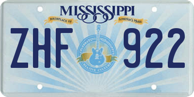 MS license plate ZHF922