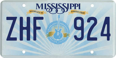 MS license plate ZHF924