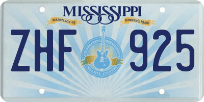 MS license plate ZHF925