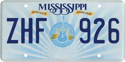 MS license plate ZHF926