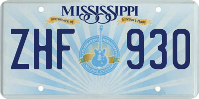 MS license plate ZHF930
