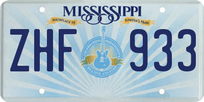 MS license plate ZHF933