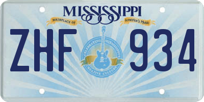 MS license plate ZHF934