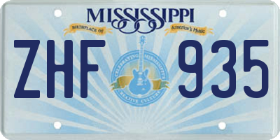 MS license plate ZHF935