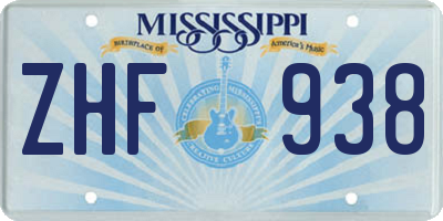 MS license plate ZHF938