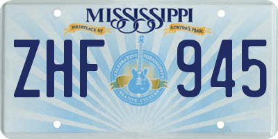 MS license plate ZHF945