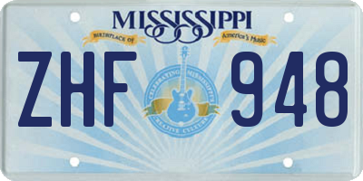 MS license plate ZHF948